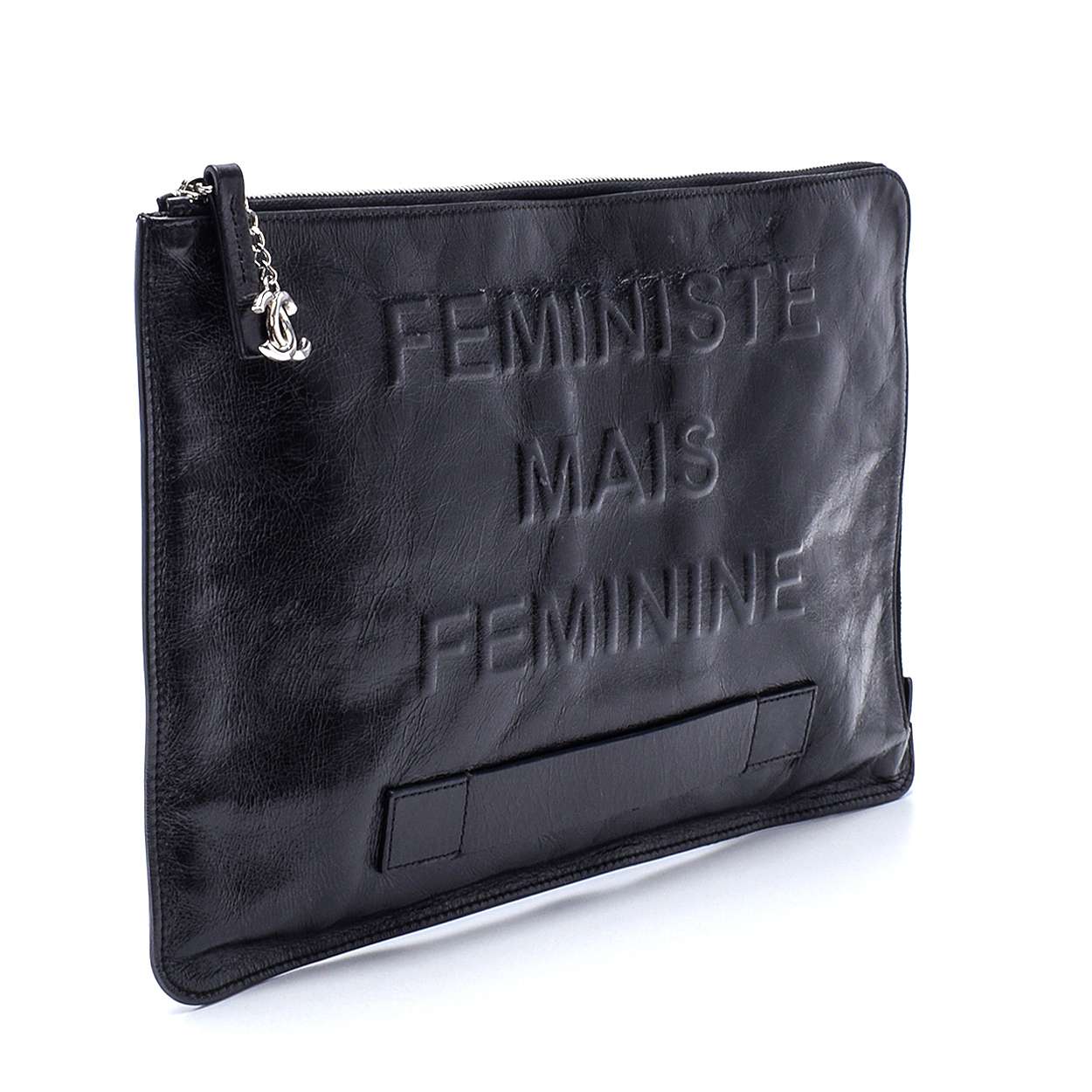 Chanel -  Black Feministe Leather Clutch  